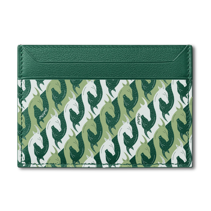 Roro - Infini Personalized Leather Card Holder in Green Gazelle
