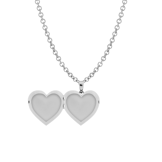 RORO Heart Locket Necklace in 925K sterling Silver with Photo Insert Engravable