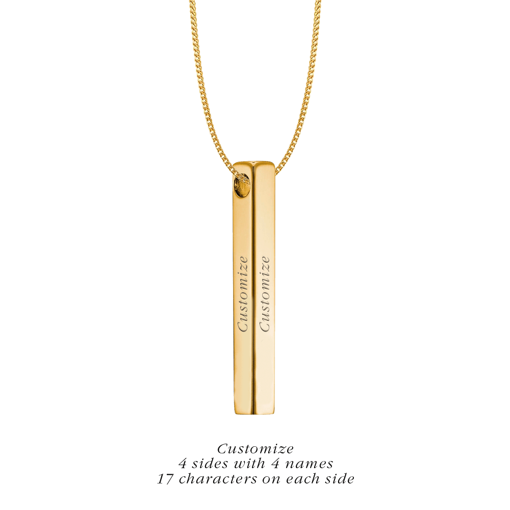 Engraved bar necklace online gold