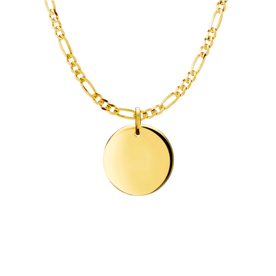 Erté Disc Tag and Figarro Chain in Gold Vermeil - Roro Arabia - Necklaces