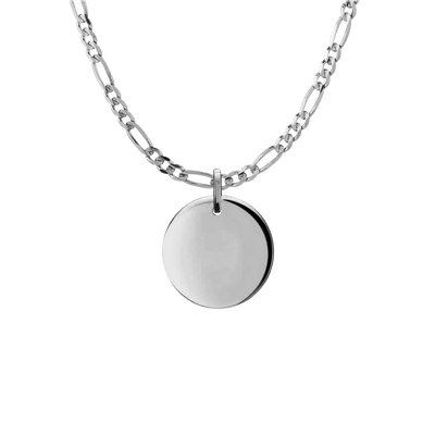 Erté Disc Tag and Figarro Chain in Silver - Roro Arabia - Necklaces