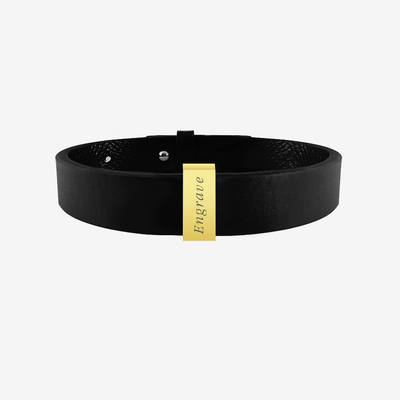 Noble leather Bracelet - Genuine Italian Grained Calfskin - 1 Skinny Bar in 18k Gold - Roro Arabia - Bracelets