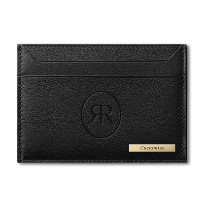 Roro Personalized Leather Card Holder in Black