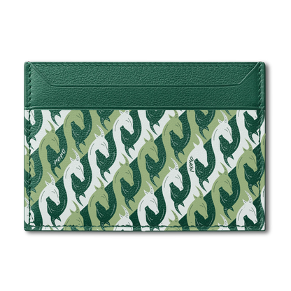 Roro - Infini Personalized Leather Card Holder in Green Gazelle
