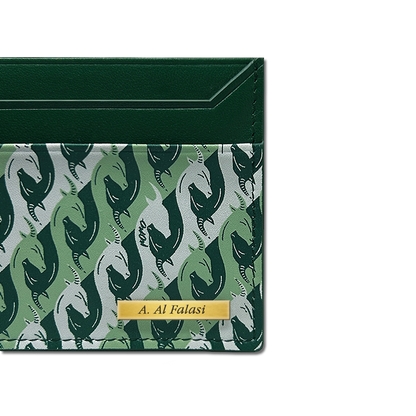 Roro - Infini Personalized Leather Card Holder in Green Gazelle