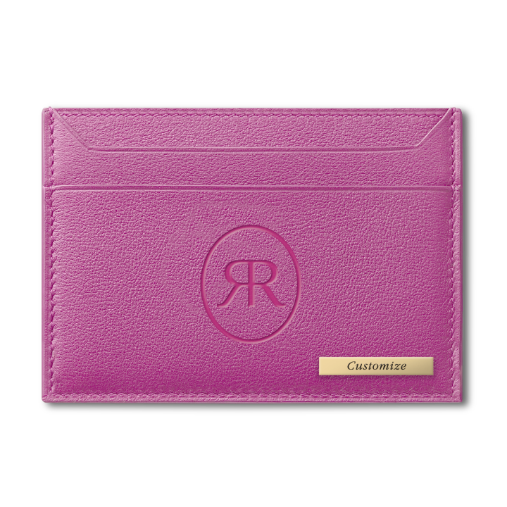 Roro Womens Personalized Leather Cardholder in Pink