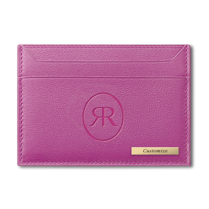 Roro Womens Personalized Leather Cardholder in Pink