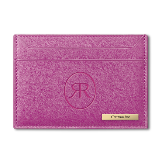 Roro Womens Personalized Leather Cardholer in Pink