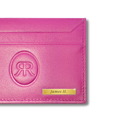 Roro Womens Personalized Leather Cardholder in Pink
