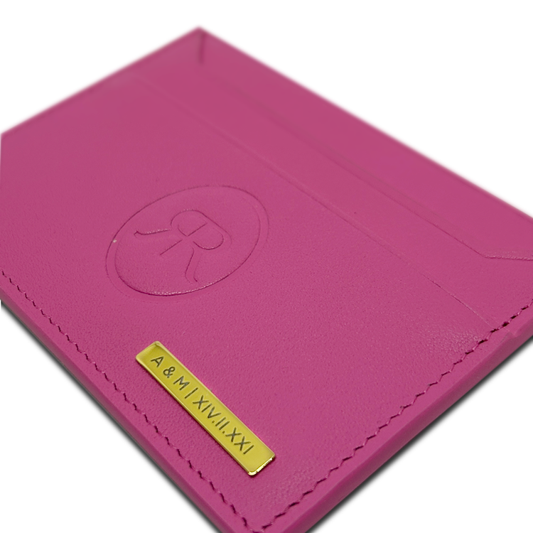 Roro Womens Personalized Leather Cardholder in Pink