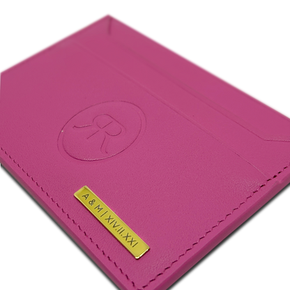 Roro Womens Personalized Leather Cardholder in Pink