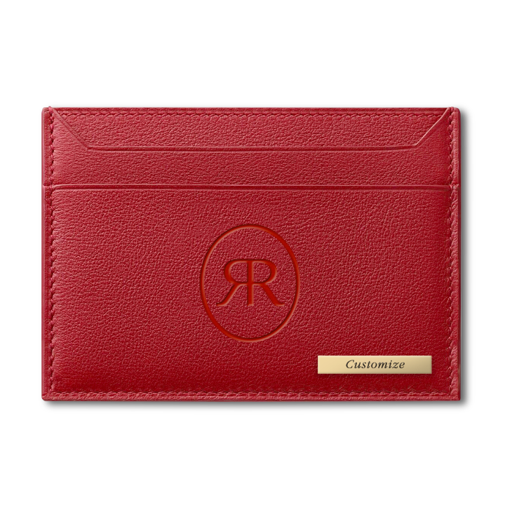 Roro Personalized Leather Card Holder in Red