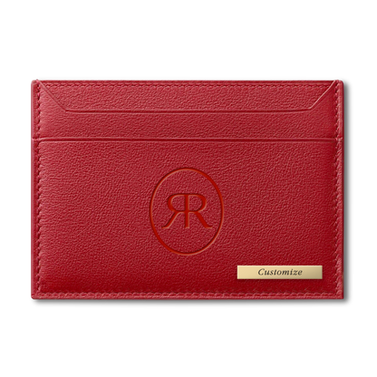 Roro Personalized Leather Card Holder in Red