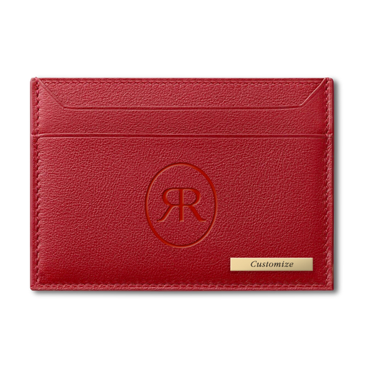 Roro Personalized Leather Card Holder in Red