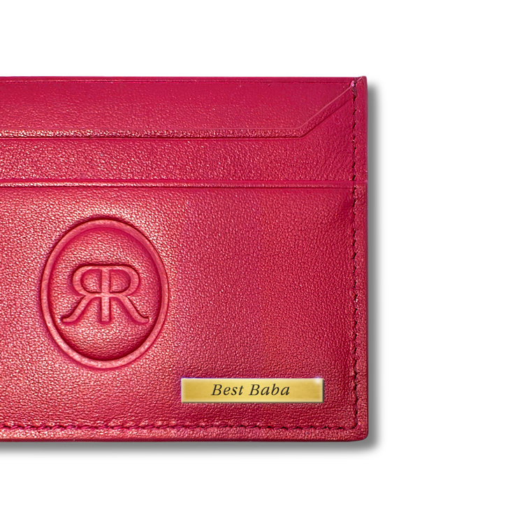 Roro Personalized Leather Card Holder in Red