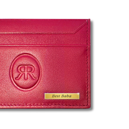 Roro Personalized Leather Card Holder in Red