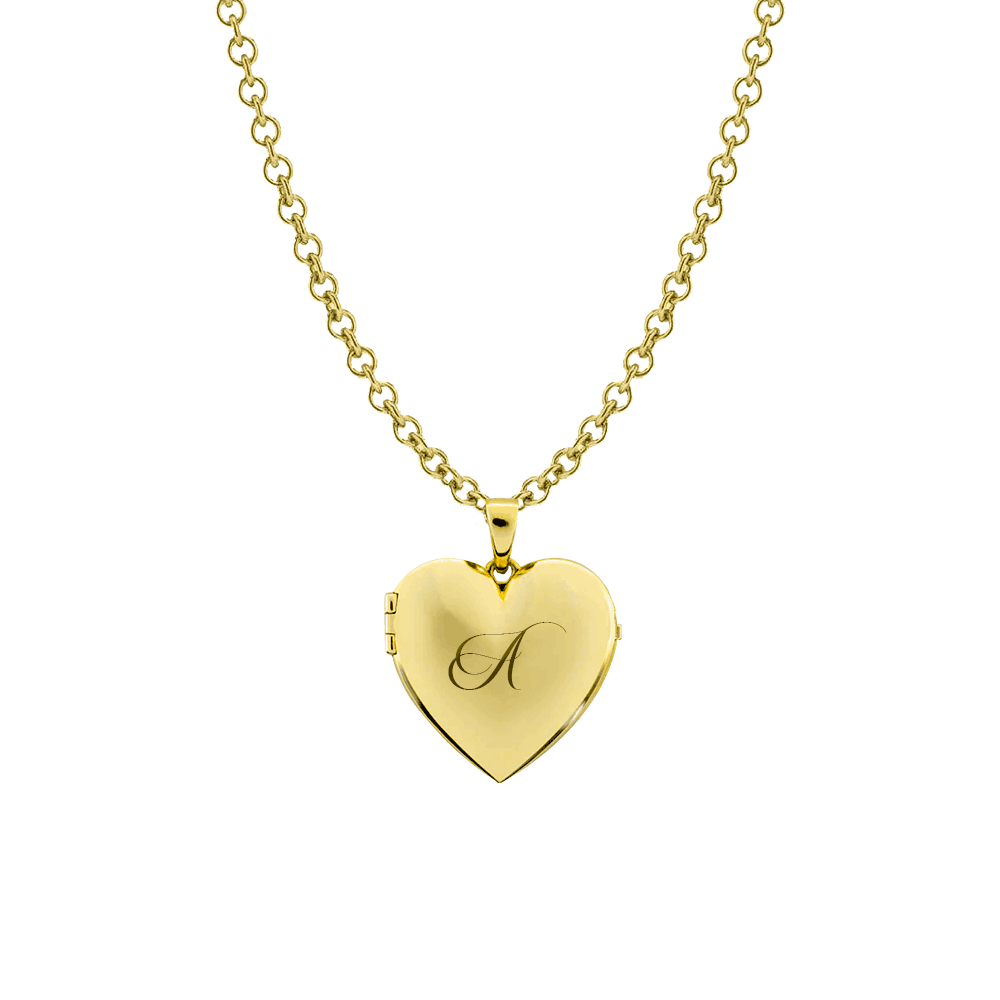 RORO Heart Locket Necklace in Gold Vermeil with Photo Insert Engravable