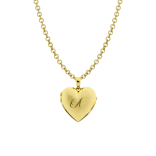 RORO Heart Locket Necklace in Gold Vermeil with Photo Insert Engravable