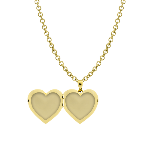 RORO Heart Locket Necklace in Gold Vermeil with Photo Insert Engravable