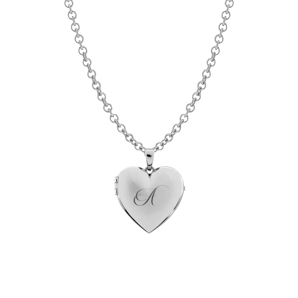 RORO Heart Locket Necklace in 925K sterling Silver with Photo Insert Engravable