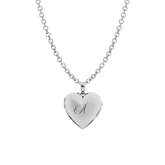 RORO Heart Locket Necklace in 925K sterling Silver with Photo Insert Engravable