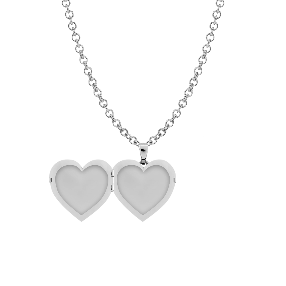 RORO Heart Locket Necklace in 925K sterling Silver with Photo Insert Engravable