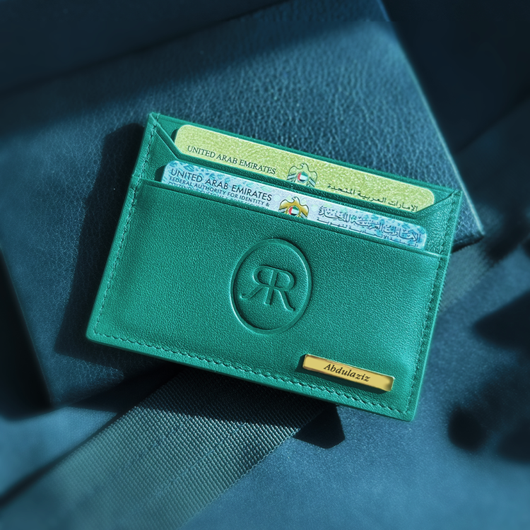 Roro Personalized Leather Card Holder in Green