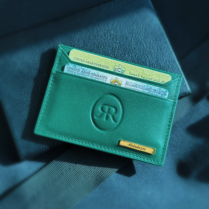 Roro Personalized Leather Card Holder in Green