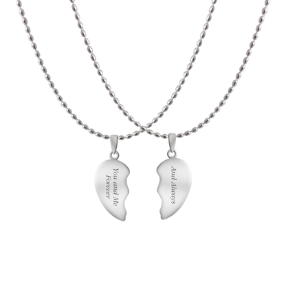Connection Keeper. Dual Personalized Broken Heart Necklaces