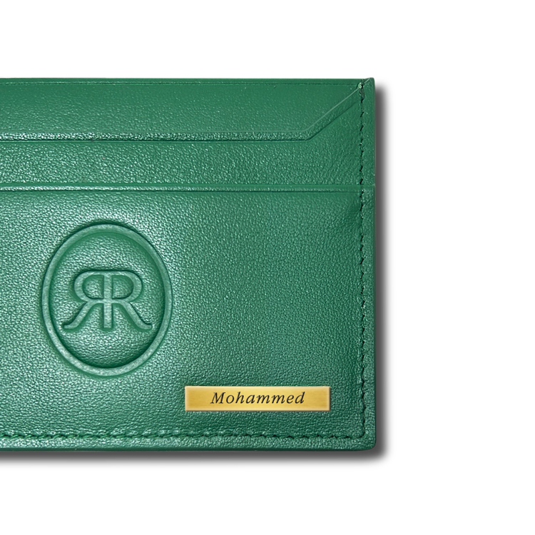 Roro Personalized Leather Card Holder in Green