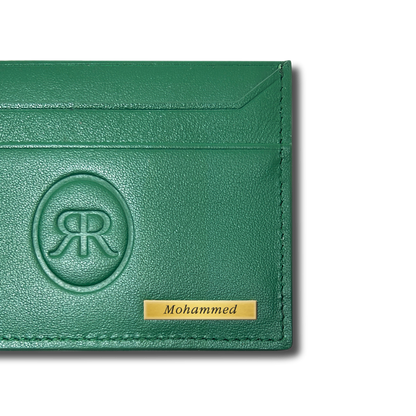 Roro Personalized Leather Card Holder in Green