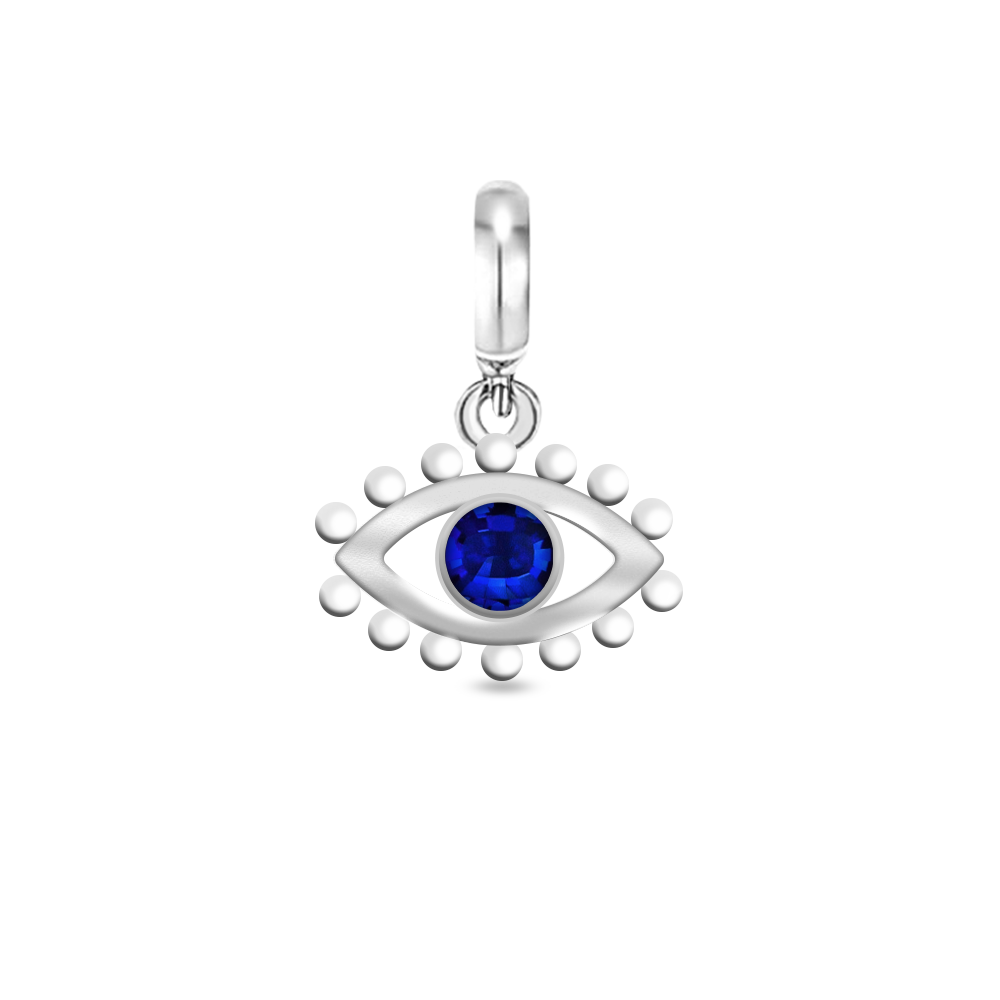 Sapphire Evil Eye Dangle Charm in Silver