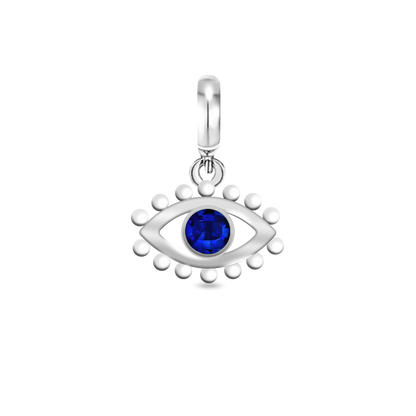 Sapphire Evil Eye Dangle Charm in Silver
