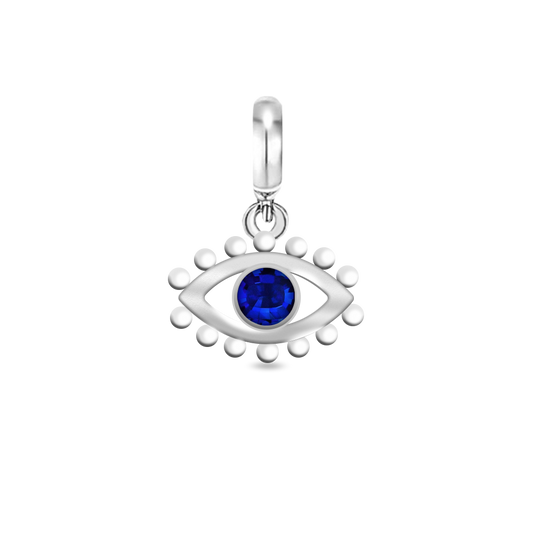 Sapphire Evil Eye Dangle Charm in Silver