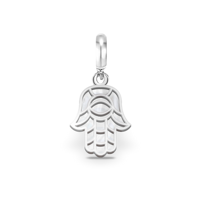 Hamza Hand Charm in Pearl and Silver