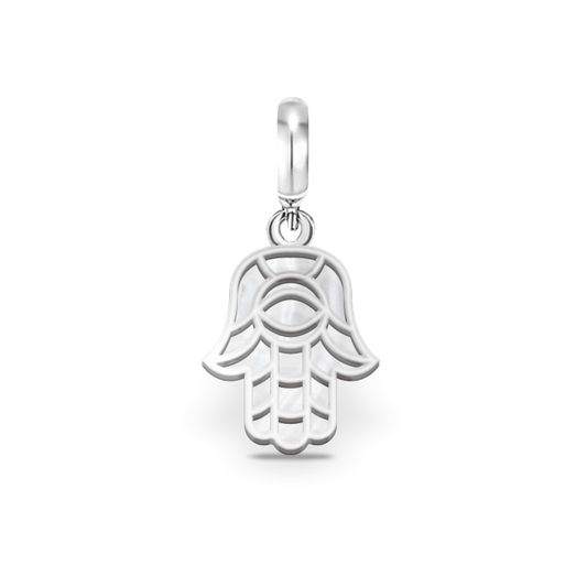Hamza Hand Charm in Pearl and Silver