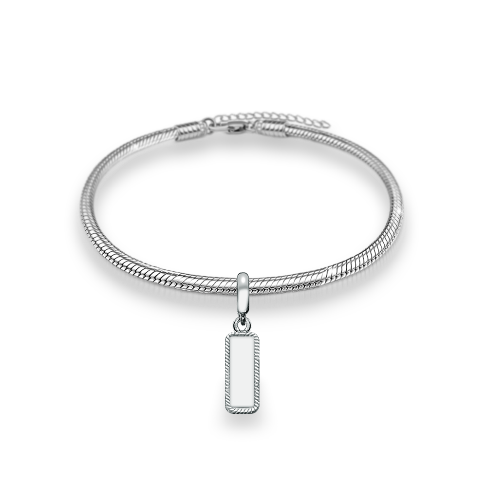 Filigree Tag Charm Bracelet in Silver