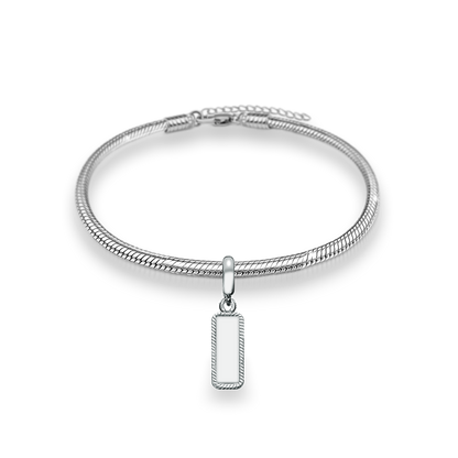 Filigree Tag Charm Bracelet in Silver