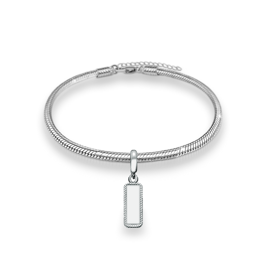 Filigree Tag Charm Bracelet in Silver