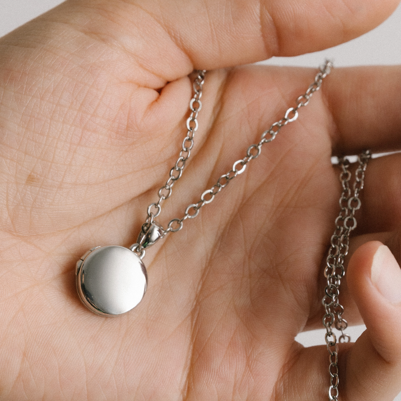 The Halo Locket Necklace in Silver