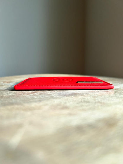 Roro Personalized Leather Card Holder in Red