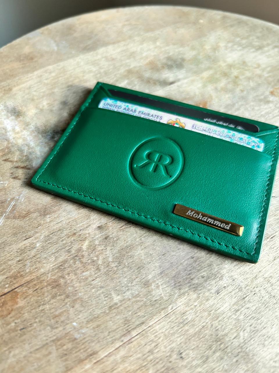 Roro Personalized Leather Card Holder in Green