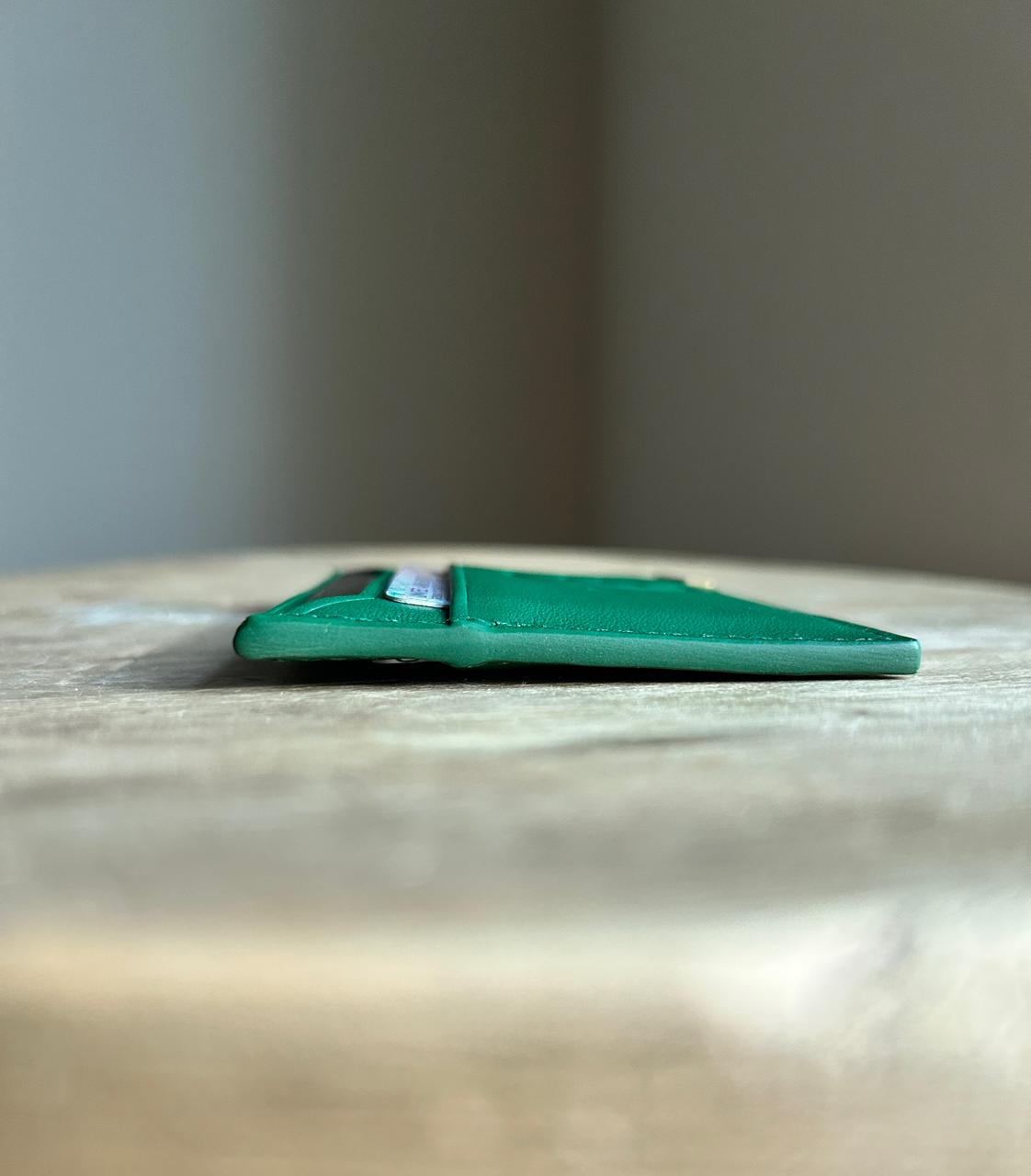 Roro Personalized Leather Card Holder in Green