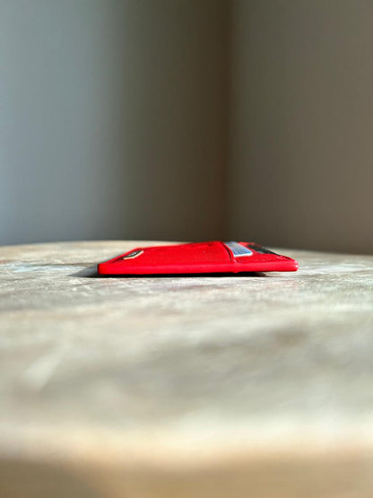 Roro Personalized Leather Card Holder in Red
