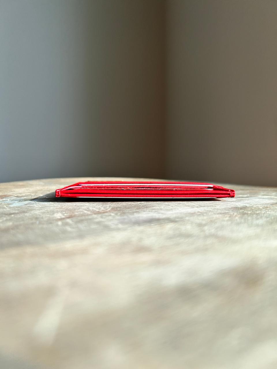 Roro Personalized Leather Card Holder in Red