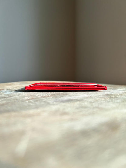 Roro Personalized Leather Card Holder in Red