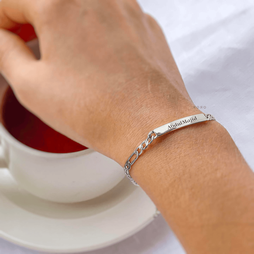 Erté Biscuit Id Figaro Bracelet in 925K Sterling Silver - Roro Arabia -