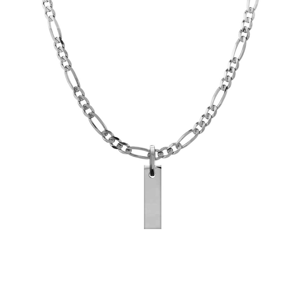 Erté ID Tag and Figarro Chain in Silver - Roro Arabia - Necklaces