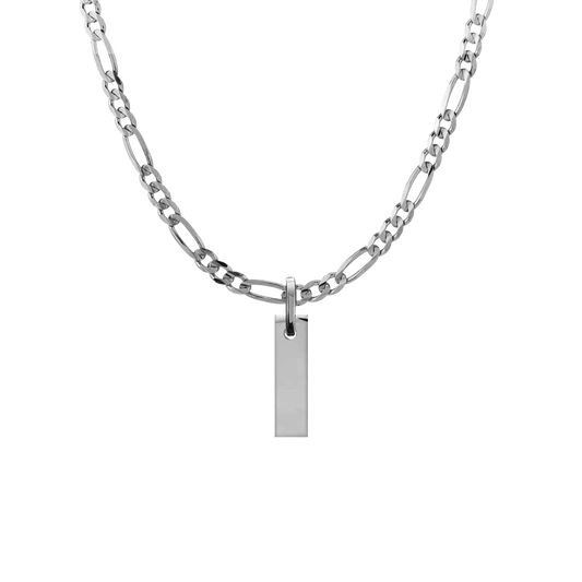 Erté ID Tag and Figarro Chain in Silver - Roro Arabia - Necklaces