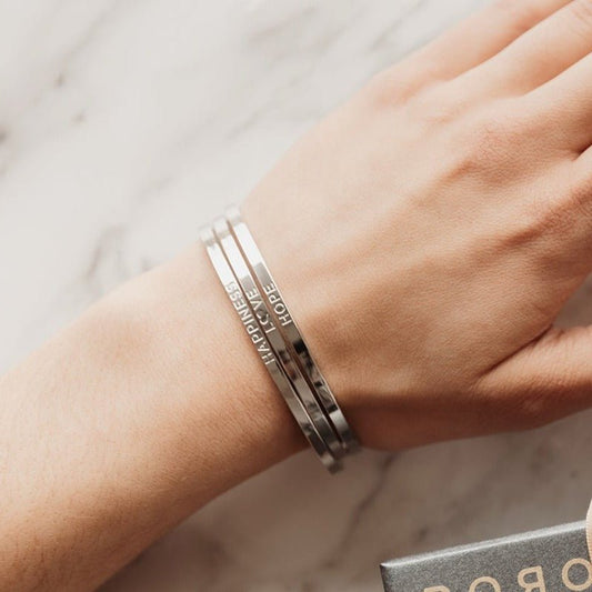 Happiness, Love, Hope - Cuff Stack in Silver - Roro Arabia -